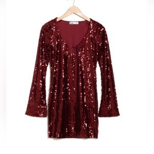 Elodie Maroon Sequin Dress